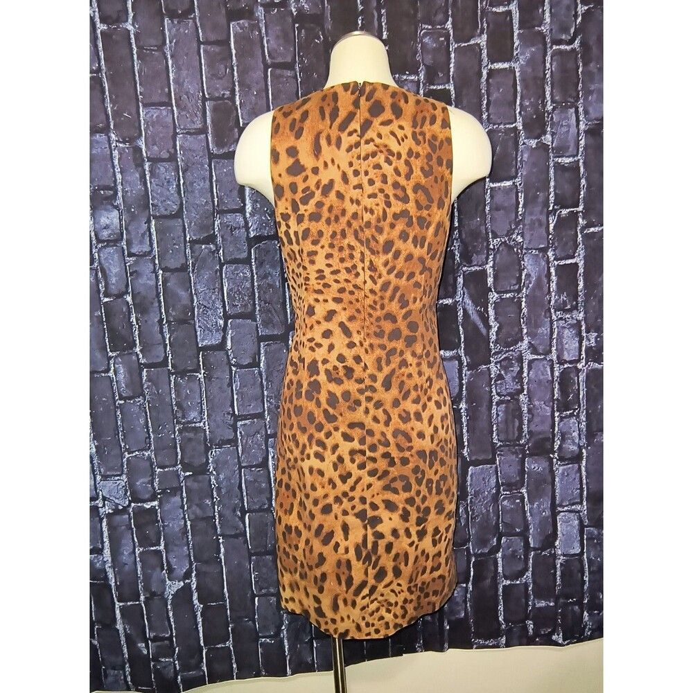 Rafaella Studio Leopard Print Sheath Dress 8 Sleeveless Crewneck Matching Belt - Picture 2 of 5
